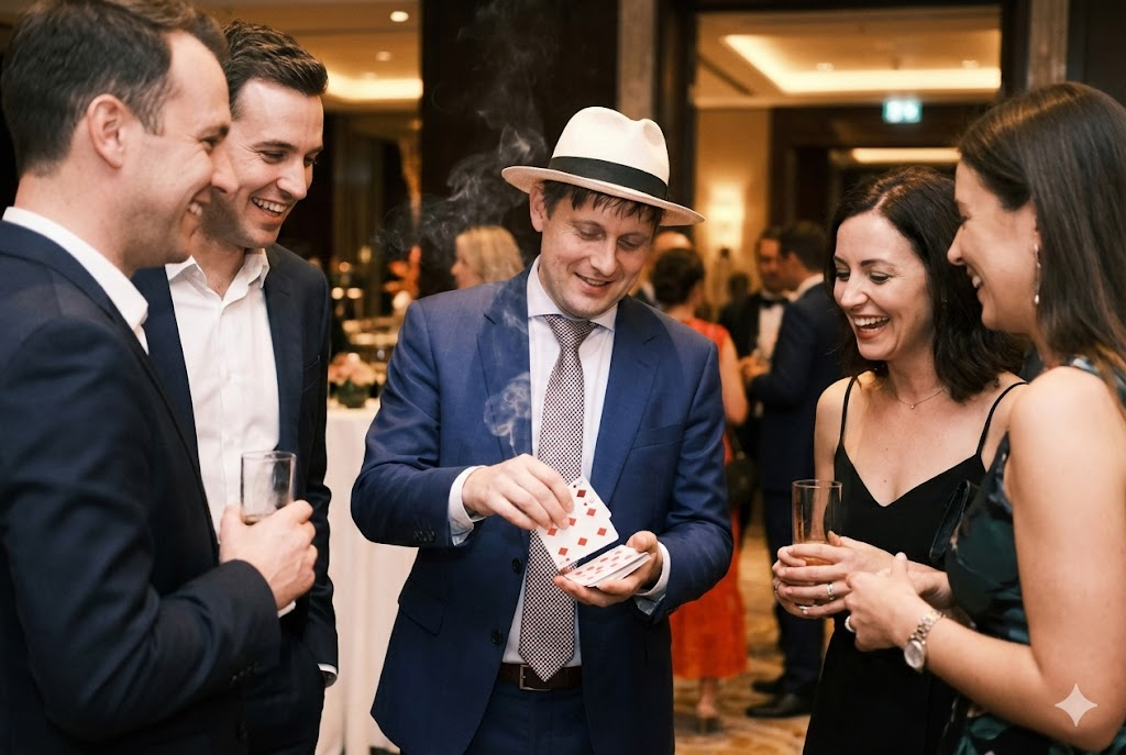 Shaun performing corporate mentalism at a luxury Beverly Hills event